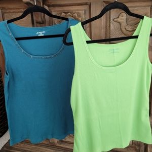 2~Embellished, Rib Tanks St. John's Bay XL